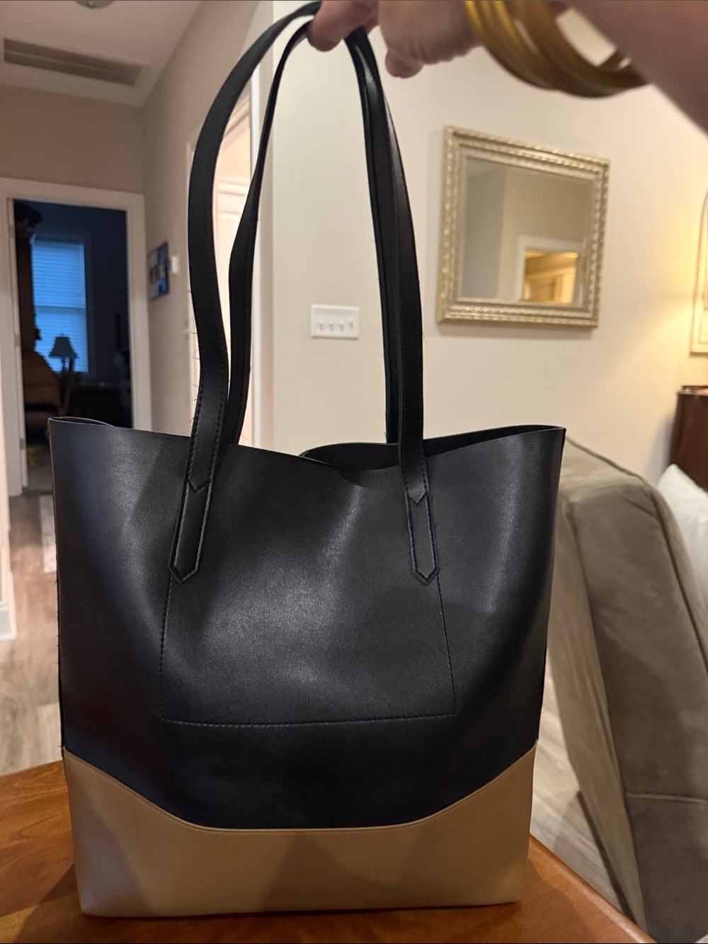 a new day Black and Tan Two-Tone Tote